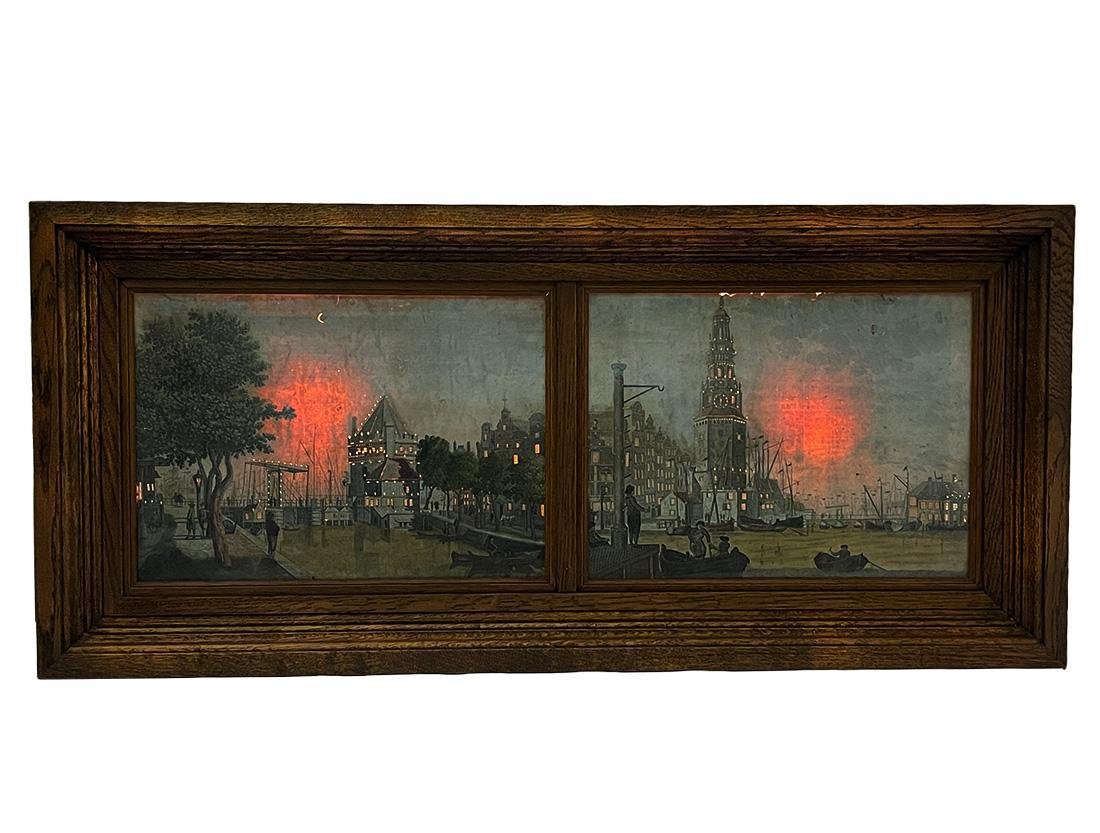 Dutch Artist, Optical Print with Illumination, Amsterdam, 18th Century, Etching, Framed