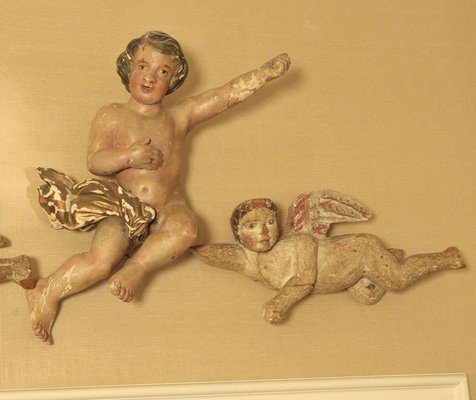 Dutch Artist, Polychrome Carved Putti or Cherubs, 17th Century, Wood & Paint, Set of 2-TDA-1376394