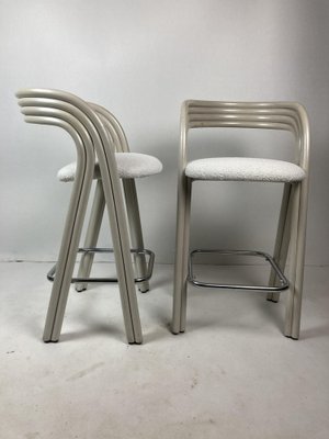 Dutch Barstools in Cane and Bouclé by Axel Enthoven for Rohe Noordwolde, 1980s, Set of 2-BHG-1820218