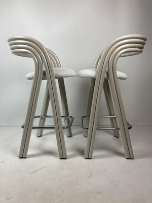 Dutch Barstools in Cane and Bouclé by Axel Enthoven for Rohe Noordwolde, 1980s, Set of 2-BHG-1820218