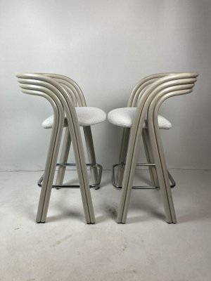 Dutch Barstools in Cane and Bouclé by Axel Enthoven for Rohe Noordwolde, 1980s, Set of 2-BHG-1820218