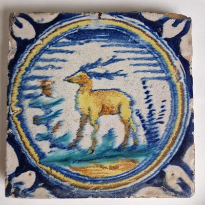 Dutch Bear Tile from Delft, 1580s-BXK-2026766