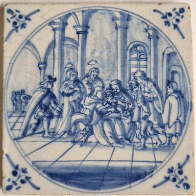 Dutch Biblical Scene Tile by Adam Sijbel for Delft, Friesland, 1875-BXK-2026804