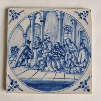 Dutch Biblical Scene Tile by Adam Sijbel for Delft, Friesland, 1875-BXK-2026804