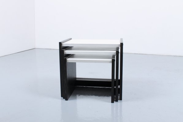 Dutch Black and White Nesting Tables by Cees Braakman for Pastoe, 1970s, Set of 3-XT-561588