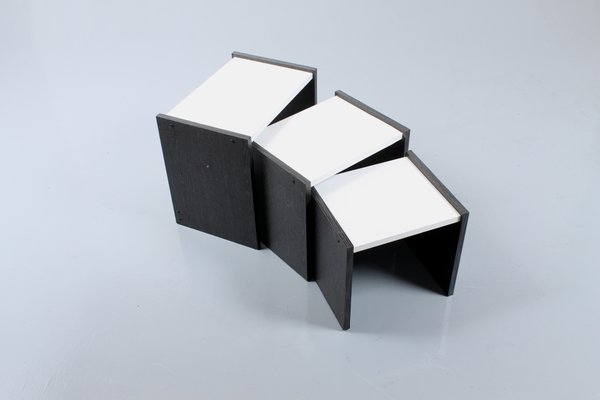 Dutch Black and White Nesting Tables by Cees Braakman for Pastoe, 1970s, Set of 3-XT-561588