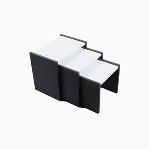 Dutch Black and White Nesting Tables by Cees Braakman for Pastoe, 1970s, Set of 3-XT-561588