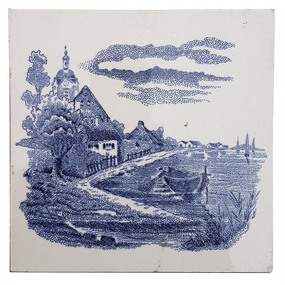 Dutch Blue Ceramic Tiles by Gilliot Hemiksen, 1930s, Set of 6-VDW-839114