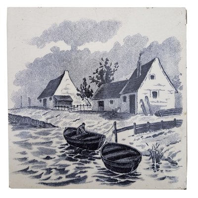 Dutch Blue Glazed Ceramic Tiles by Le Glaive, 1930s, Set of 6-VDW-751584