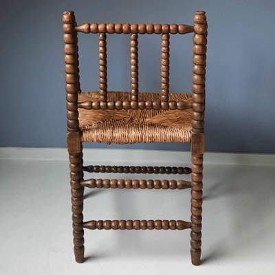 Dutch Bobbin Chair with Rush Seat, 1920s-SJU-1392530