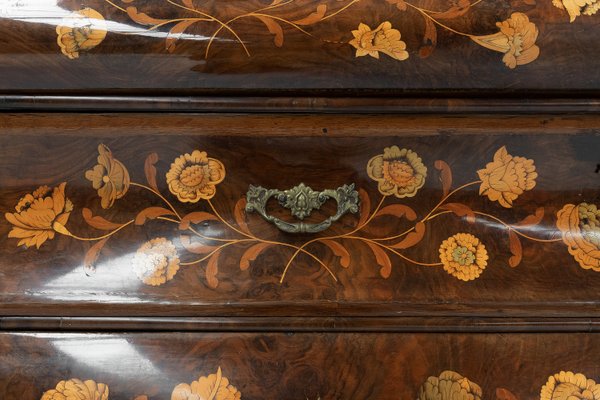 Dutch Bombe Two Doors Cabinet with Floral Marquetry, 1750s-YSY-2022492