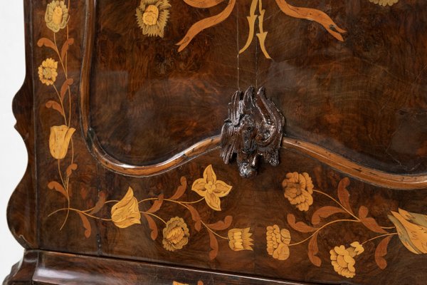 Dutch Bombe Two Doors Cabinet with Floral Marquetry, 1750s-YSY-2022492