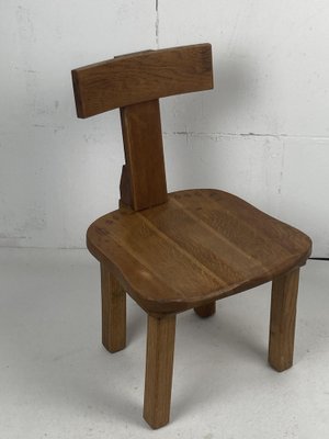 Dutch Brutalist Oak Low Chair or Childrens Chair, 1970s-BHG-1700210