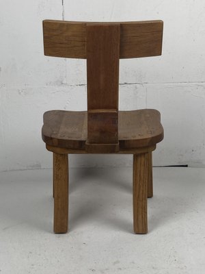 Dutch Brutalist Oak Low Chair or Childrens Chair, 1970s-BHG-1700210