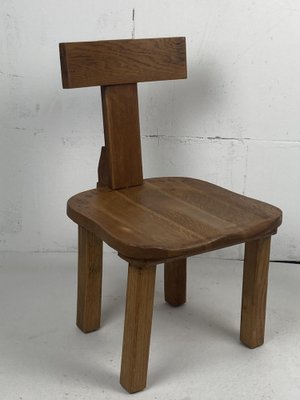 Dutch Brutalist Oak Low Chair or Childrens Chair, 1970s-BHG-1700210