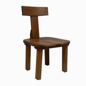 Dutch Brutalist Oak Low Chair or Childrens Chair, 1970s-BHG-1700210