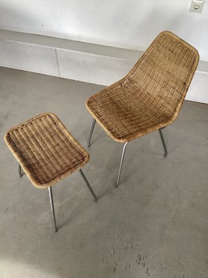 Dutch Chair & Stool attributed Rohé Noordwolde, 1960s, Set of 2-SU-1728869