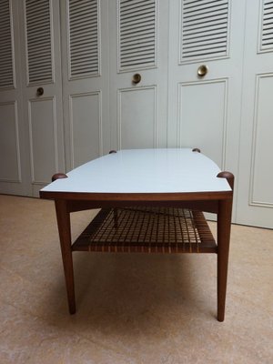 Dutch Coffee Table in Teak, Formica and Rattan by Louis van Teeffelen, 1960s-EA-1703740