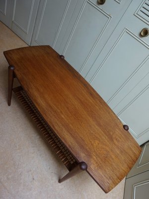 Dutch Coffee Table in Teak, Formica and Rattan by Louis van Teeffelen, 1960s-EA-1703740