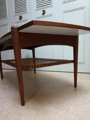 Dutch Coffee Table in Teak, Formica and Rattan by Louis van Teeffelen, 1960s-EA-1703740