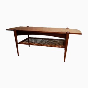 Dutch Coffee Table in Teak, Formica and Rattan by Louis van Teeffelen, 1960s-EA-1703740