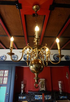 Dutch Colonial Rembrandt 5 Light Bronze Chandelier, 1870s-EA-1332372