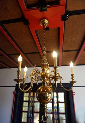 Dutch Colonial Rembrandt 5 Light Bronze Chandelier, 1870s-EA-1332372