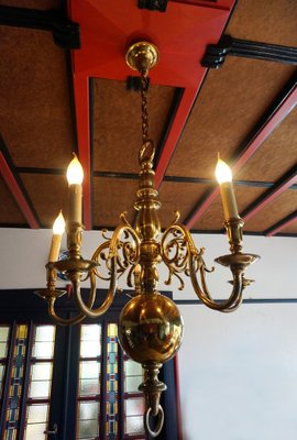 Dutch Colonial Rembrandt 5 Light Bronze Chandelier, 1870s-EA-1332372