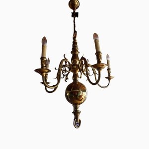 Dutch Colonial Rembrandt 5 Light Bronze Chandelier, 1870s-EA-1332372