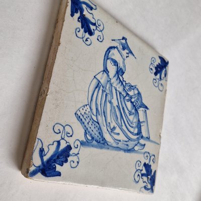 Dutch Crafts Market Merchant Woman tile from Delft, 1630s-BXK-2026848