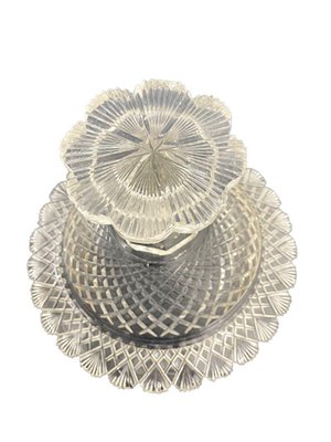 Dutch Crystal Footed Bowls with Diamond and Fan Cut, 1860s, Set of 2-UCH-1393056