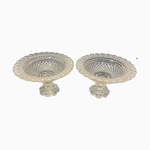 Dutch Crystal Footed Bowls with Diamond and Fan Cut, 1860s, Set of 2-UCH-1393056