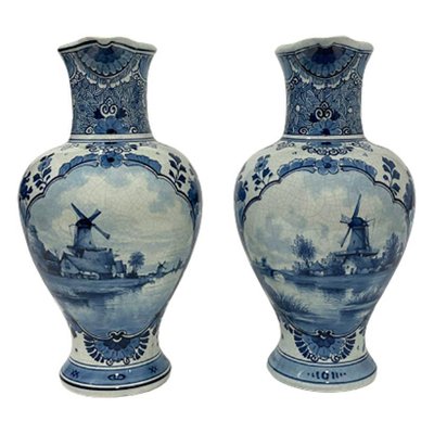 Dutch Delft Bottle Vases from Porceleyne Fles, 1893, Set of 2-UCH-1224872