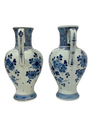 Dutch Delft Bottle Vases from Porceleyne Fles, 1893, Set of 2-UCH-1224872