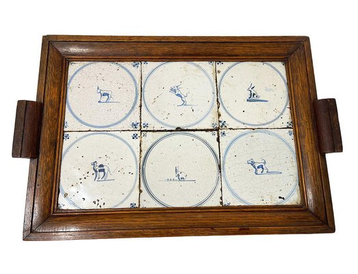 Dutch Delft Serving Tray with Blue Tiles, 1650s-1700s-UCH-1781127