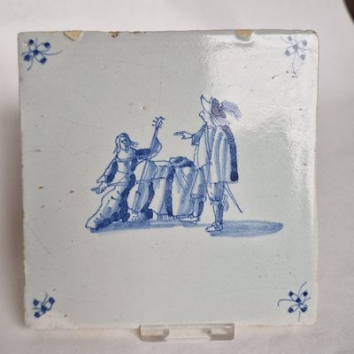 Dutch Delft Tile with Bass Player by Pytter Grauda, Harlingen, Friesland, 1630-BXK-2026857