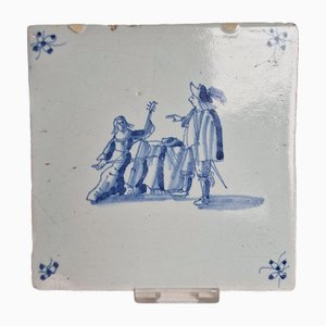 Dutch Delft Tile with Bass Player by Pytter Grauda, Harlingen, Friesland, 1630-BXK-2026857