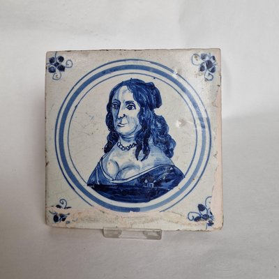 Dutch Delft Tile with Portrait of Amalia Van Solms, 1600s-BXK-2026868