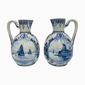 Dutch Delftware Oval Lobed Jugs with Handles from Porceleyne Fles, 1894, Set of 2-UCH-1224317