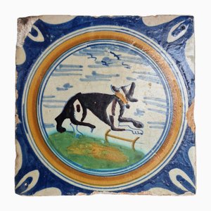 Dutch Dog with Collar Tile from Delft, 1580s-BXK-2026771