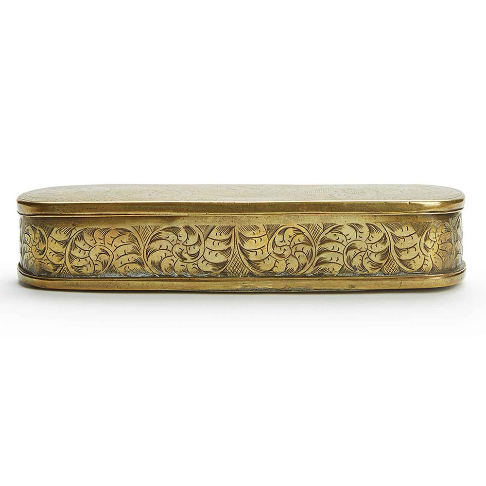 Dutch Engraved Brass Snuffbox, 1700s