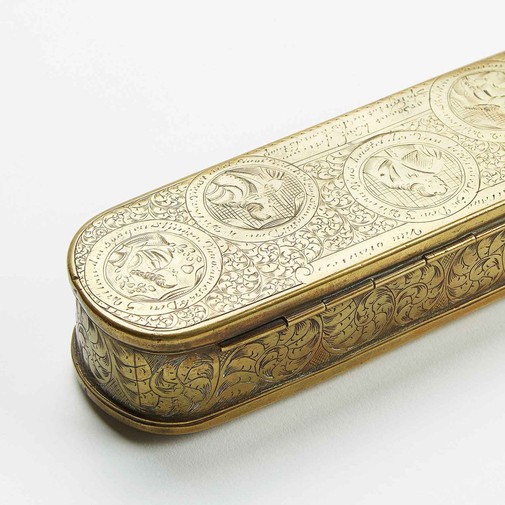 Dutch Engraved Brass Snuffbox, 1700s