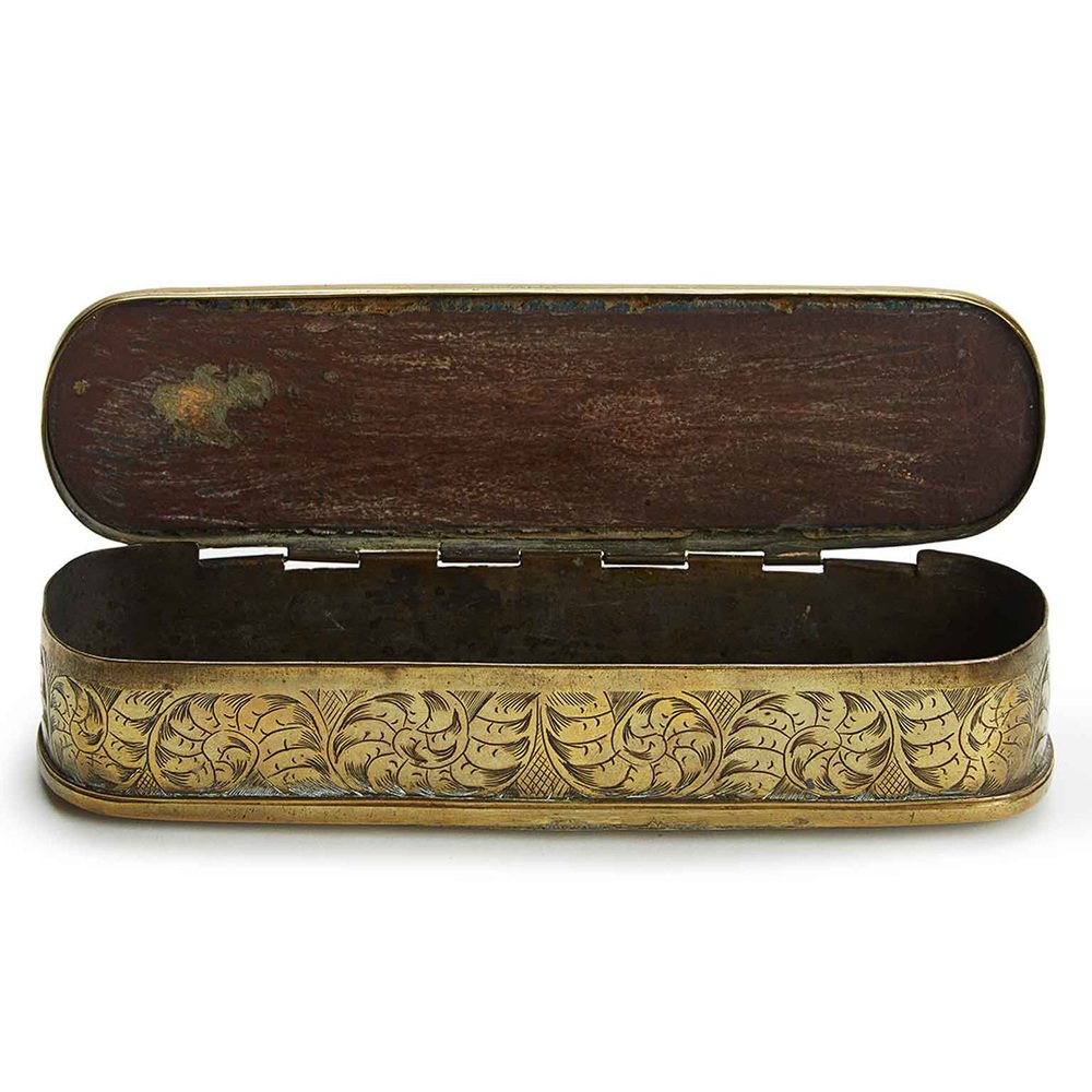 Dutch Engraved Brass Snuffbox, 1700s