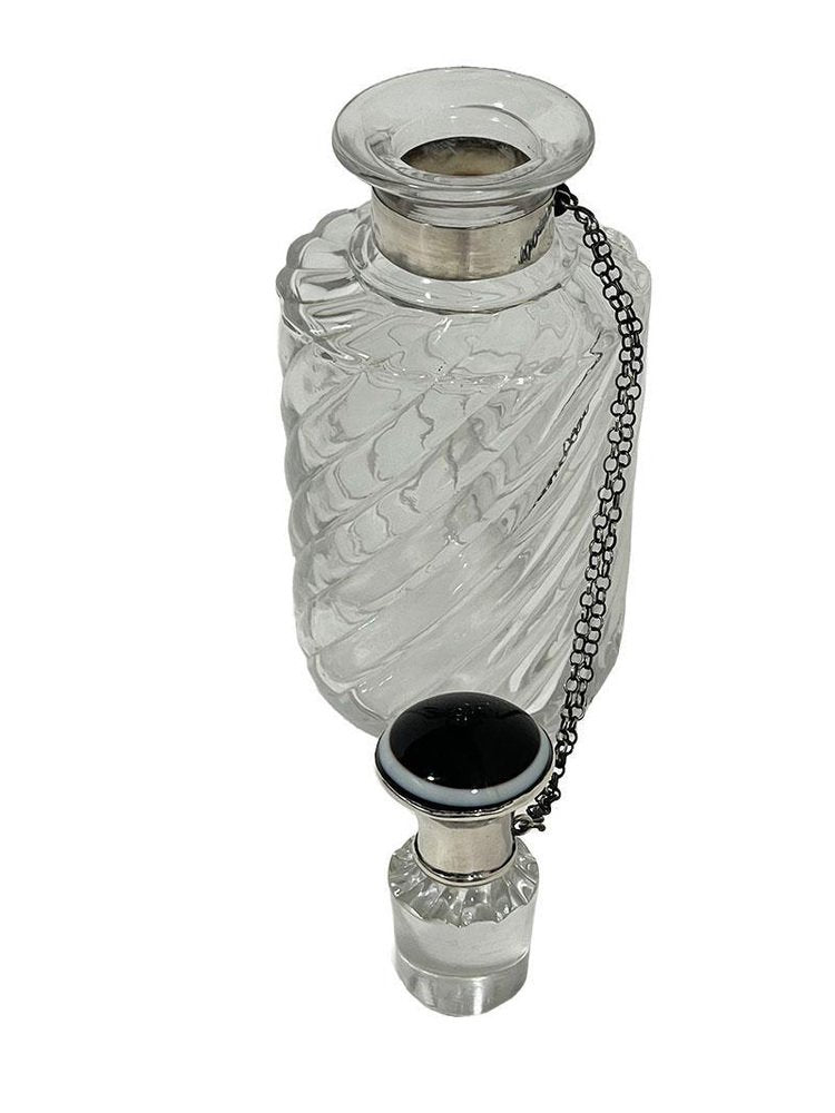 Dutch Glass Bottle with Silver Stopper by Manikus and Verhoef, 1890s