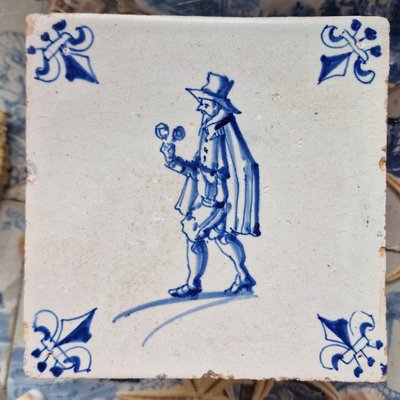 Dutch Glasses Seller Spectacle Man Tile from Delft, 1620s-BXK-2026733