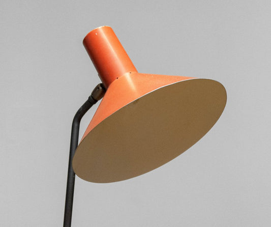 Dutch Grasshopper Floor Lamp in Orange by J.J.M. Hoogervorst for Anvia, 1960