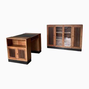 Dutch Haagse School Desk and Cabinet, 1925, Set of 2-SU-1728840