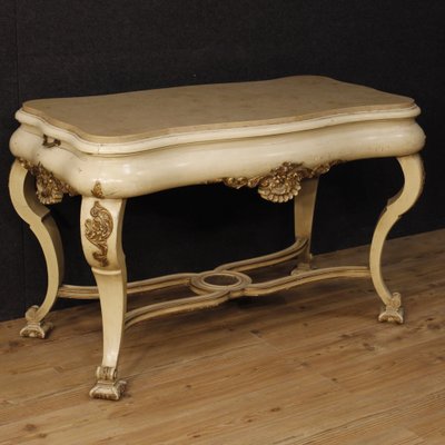 Dutch Lacquered and Gilded Table with Marble Top, 1950s-RP-1822722