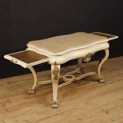 Dutch Lacquered and Gilded Table with Marble Top, 1950s-RP-1822722