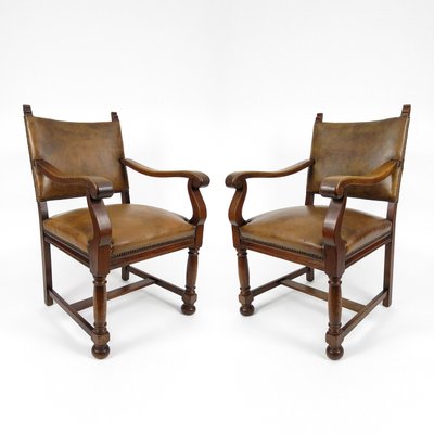 Dutch Leather Armchairs, 1940s, Set of 2-BH-636140